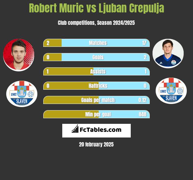 Robert Murić vs Ljuban Crepulja h2h player stats