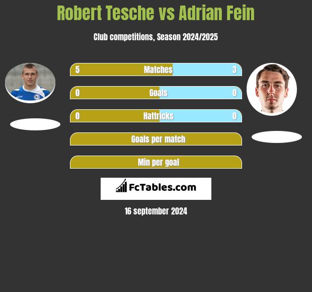 Robert Tesche vs Adrian Fein h2h player stats