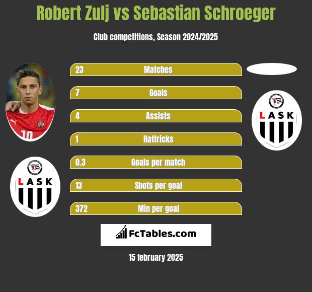 Robert Zulj vs Sebastian Schroeger h2h player stats