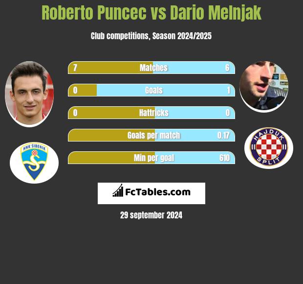 Roberto Puncec vs Dario Melnjak h2h player stats