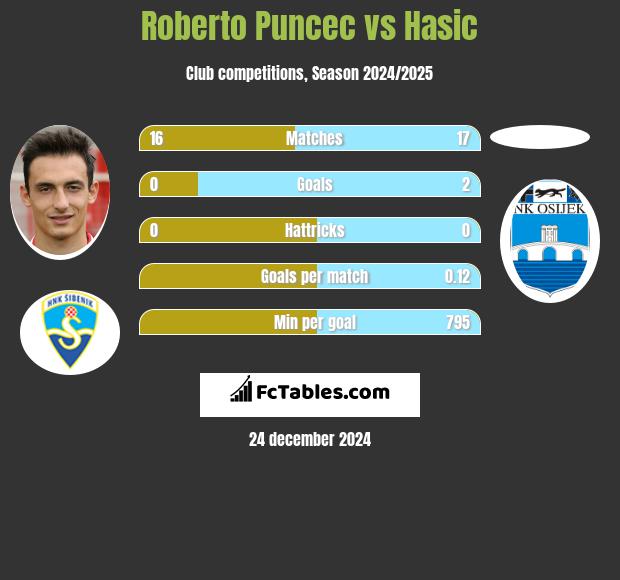 Roberto Puncec vs Hasic h2h player stats