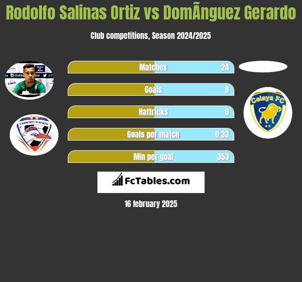 Rodolfo Salinas Ortiz vs DomÃ­nguez Gerardo h2h player stats