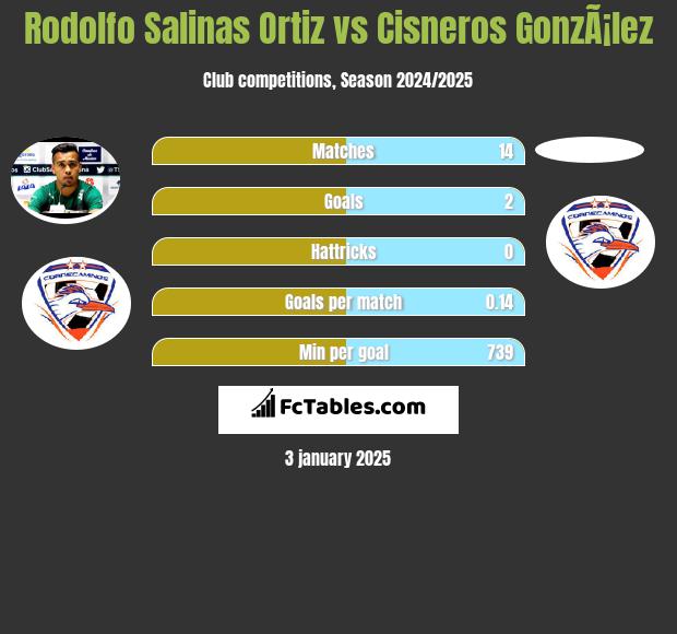 Rodolfo Salinas Ortiz vs Cisneros GonzÃ¡lez h2h player stats