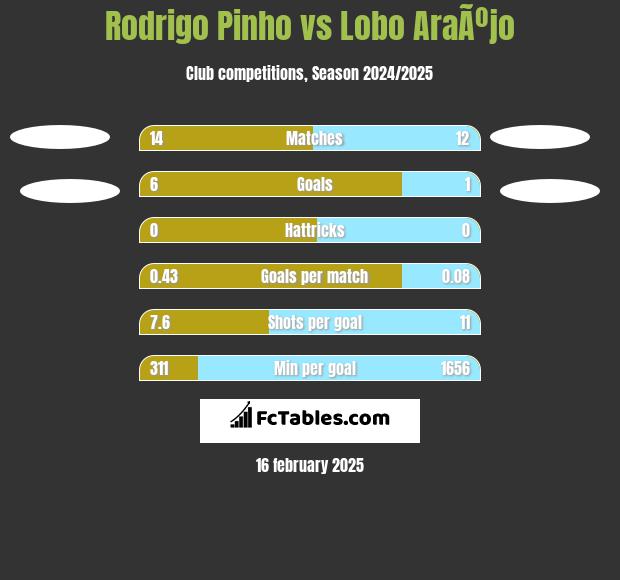 Rodrigo Pinho vs Lobo AraÃºjo h2h player stats