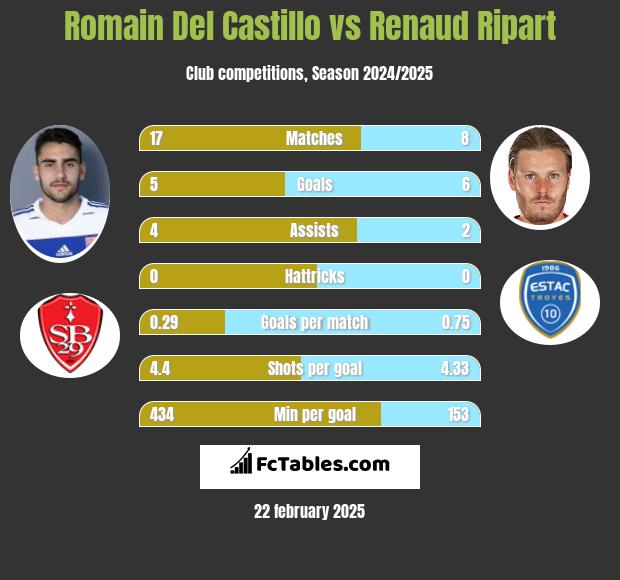 Romain Del Castillo vs Renaud Ripart h2h player stats