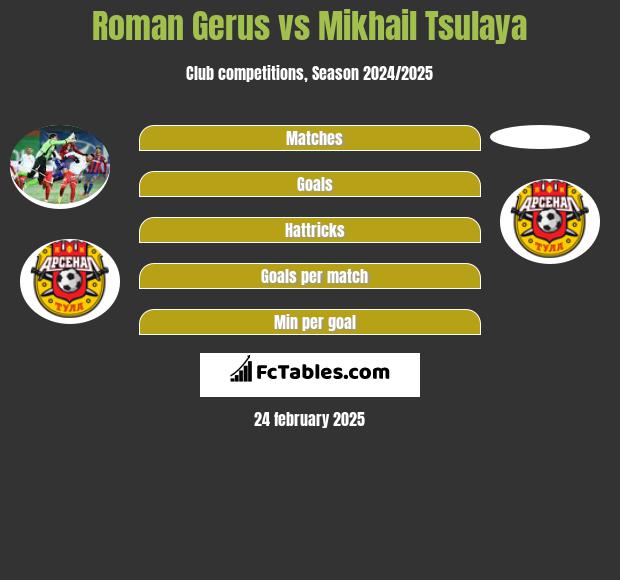 Roman Gerus vs Mikhail Tsulaya h2h player stats