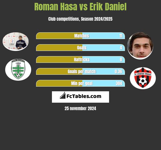 Roman Hasa vs Erik Daniel h2h player stats