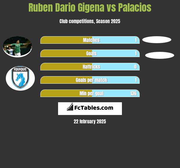 Ruben Dario Gigena vs Palacios h2h player stats