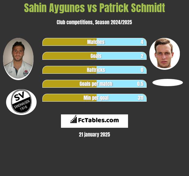 Sahin Aygunes vs Patrick Schmidt h2h player stats