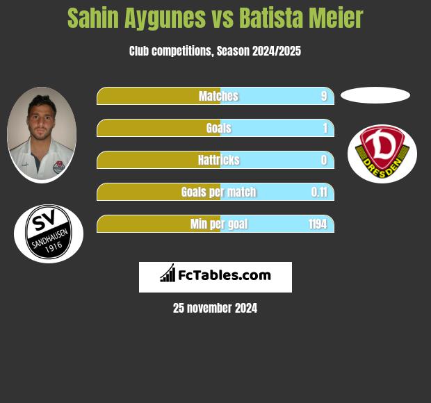 Sahin Aygunes vs Batista Meier h2h player stats