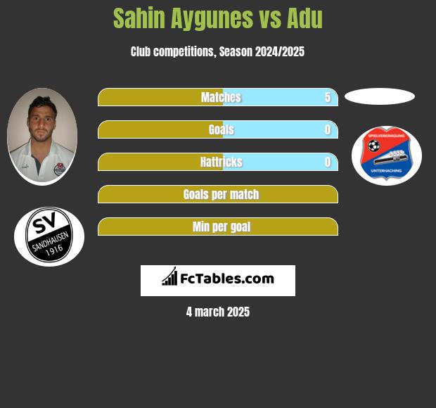 Sahin Aygunes vs Adu h2h player stats