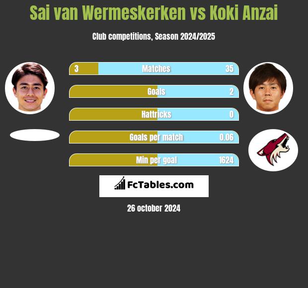 Sai van Wermeskerken vs Koki Anzai h2h player stats