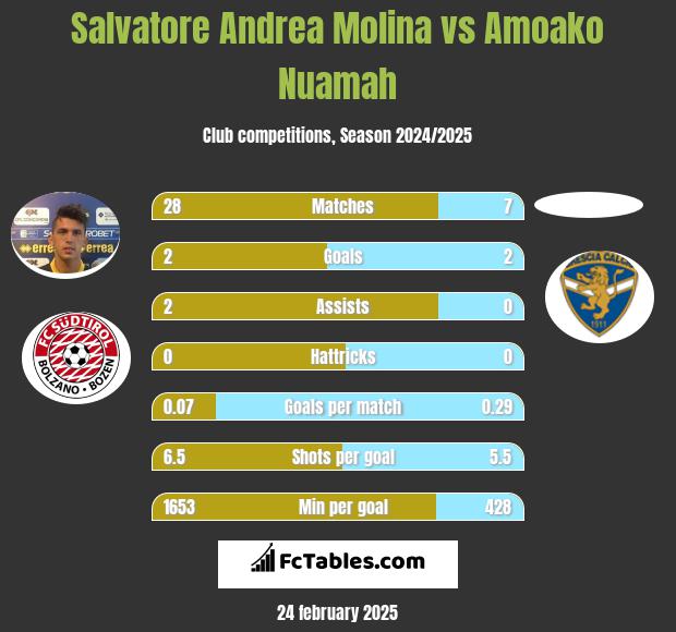 Salvatore Andrea Molina vs Amoako Nuamah h2h player stats