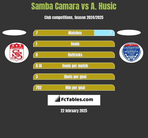 Samba Camara vs A. Husic h2h player stats