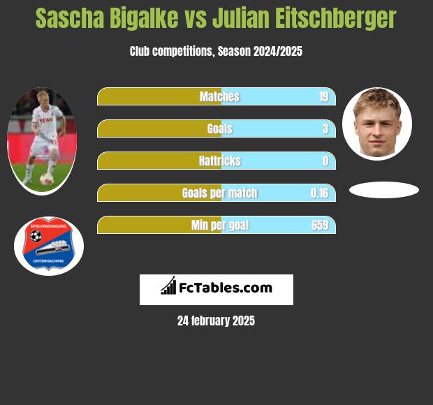 Sascha Bigalke vs Julian Eitschberger h2h player stats