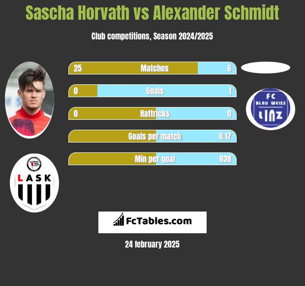 Sascha Horvath vs Alexander Schmidt h2h player stats