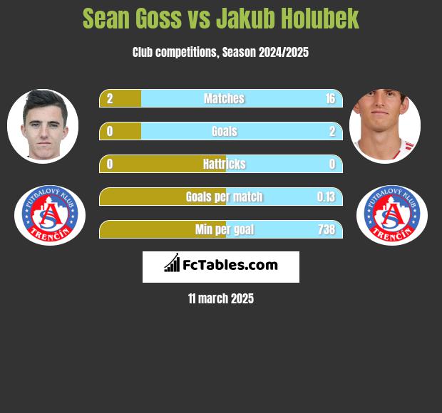 Sean Goss vs Jakub Holubek h2h player stats