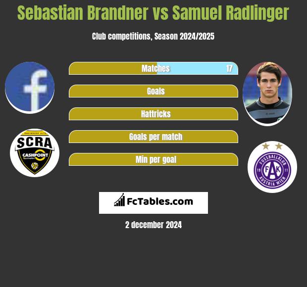 Sebastian Brandner vs Samuel Radlinger h2h player stats