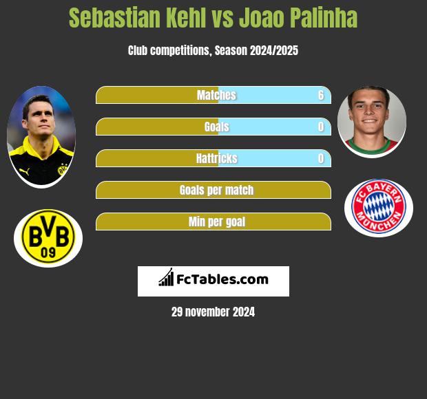 Sebastian Kehl vs Joao Palinha h2h player stats