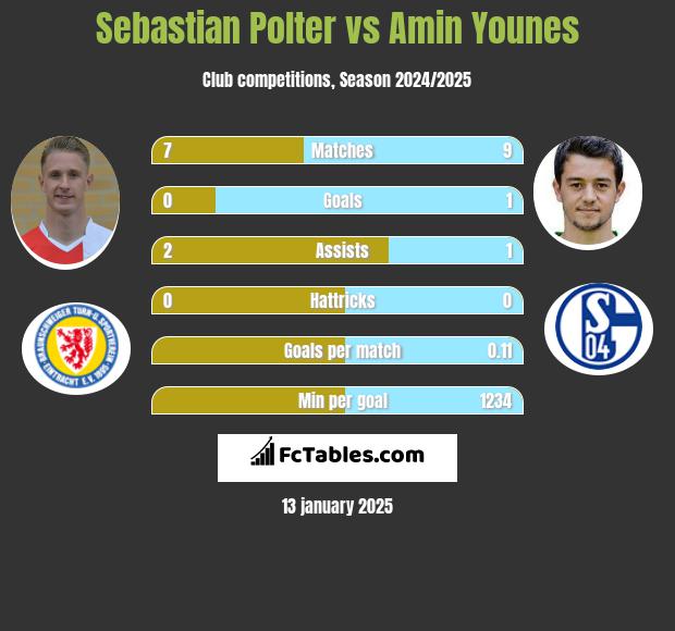 Sebastian Polter vs Amin Younes h2h player stats