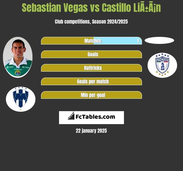 Sebastian Vegas vs Castillo LiÃ±Ã¡n h2h player stats