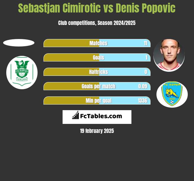 Sebastjan Cimirotic vs Denis Popovic h2h player stats