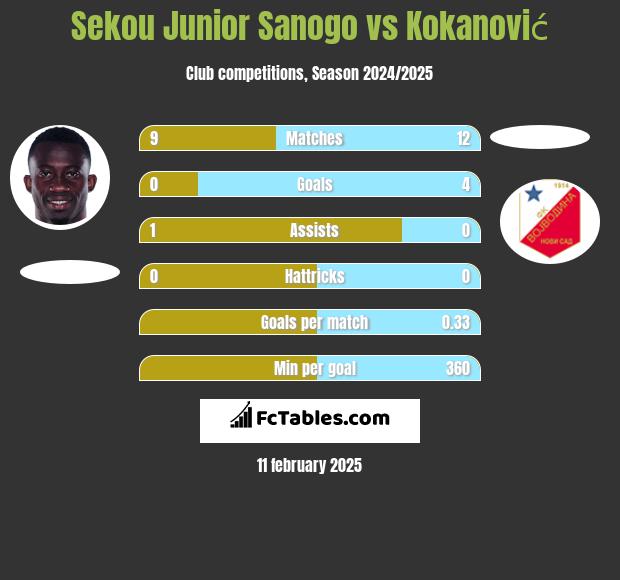 Sekou Junior Sanogo vs Kokanović h2h player stats