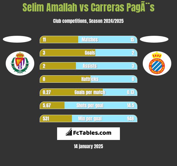 Selim Amallah vs Carreras PagÃ¨s h2h player stats