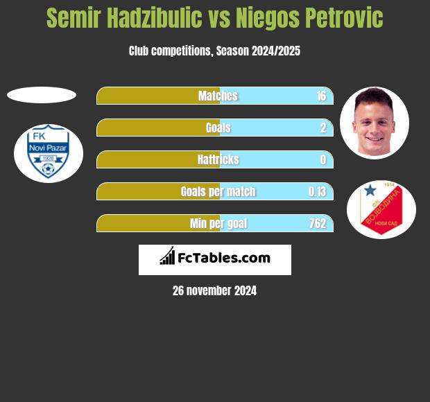 Semir Hadzibulic vs Niegos Petrovic h2h player stats