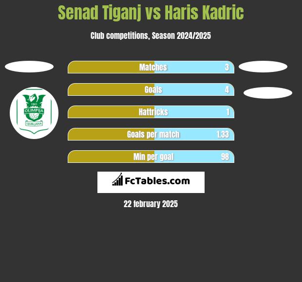 Senad Tiganj vs Haris Kadric h2h player stats