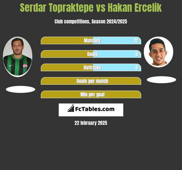 Serdar Topraktepe vs Hakan Ercelik h2h player stats