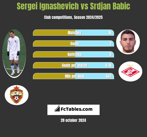 Sergei Ignashevich vs Srdjan Babic h2h player stats