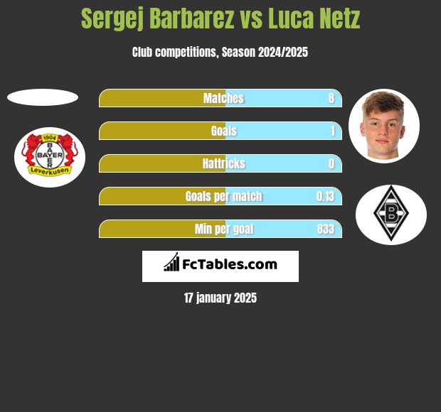 Sergej Barbarez vs Luca Netz h2h player stats