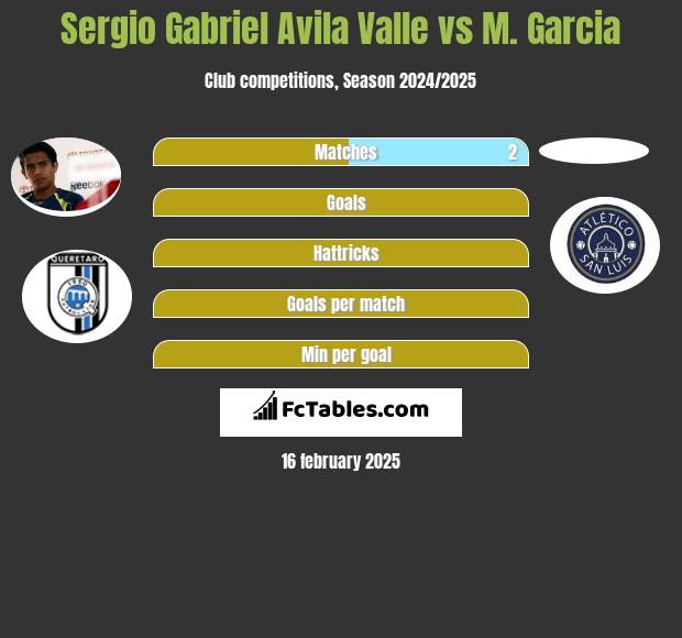 Sergio Gabriel Avila Valle vs M. Garcia h2h player stats