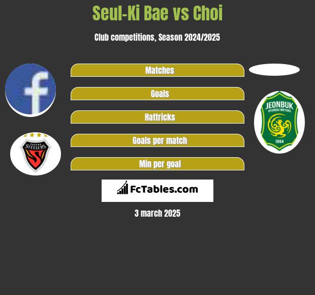 Seul-Ki Bae vs Choi h2h player stats