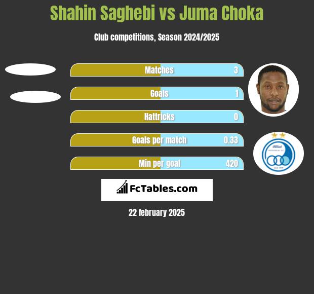 Shahin Saghebi vs Juma Choka h2h player stats