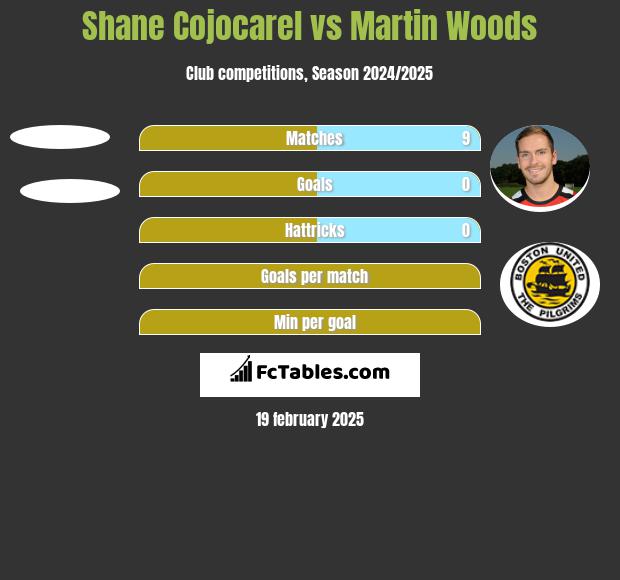 Shane Cojocarel vs Martin Woods h2h player stats