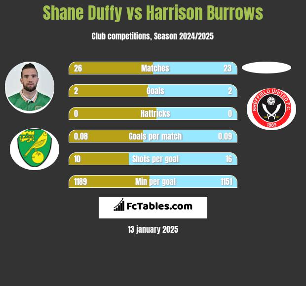 Shane Duffy vs Harrison Burrows h2h player stats