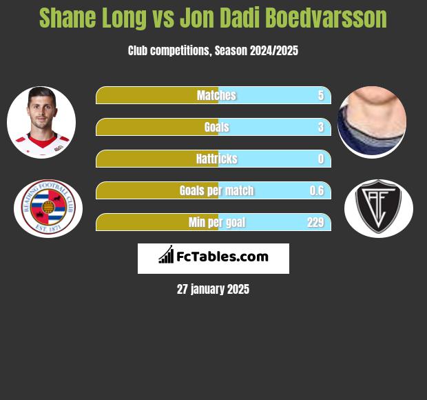 Shane Long vs Jon Dadi Boedvarsson h2h player stats