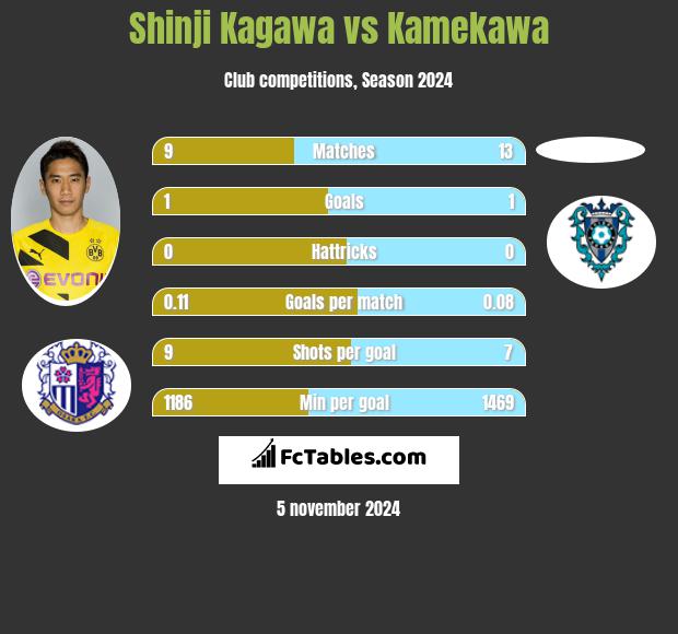 Shinji Kagawa vs Kamekawa h2h player stats