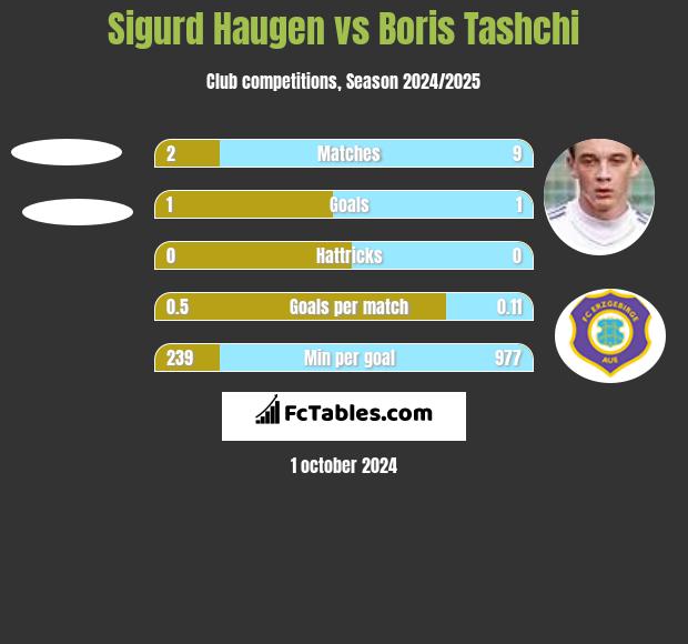 Sigurd Haugen vs Boris Tashchi h2h player stats