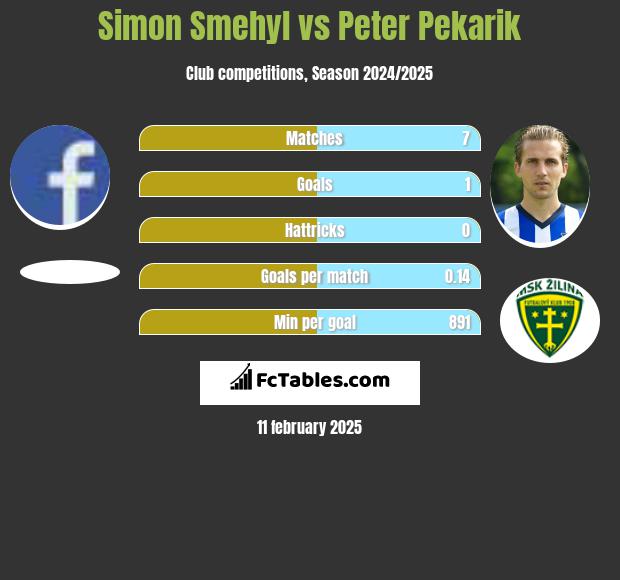 Simon Smehyl vs Peter Pekarik h2h player stats