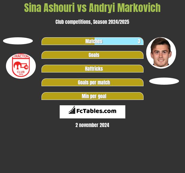 Sina Ashouri vs Andryi Markovich h2h player stats