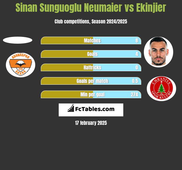 Sinan Sunguoglu Neumaier vs Ekinjier h2h player stats