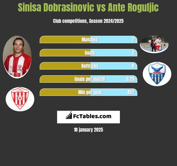 Sinisa Dobrasinovic vs Ante Roguljic h2h player stats