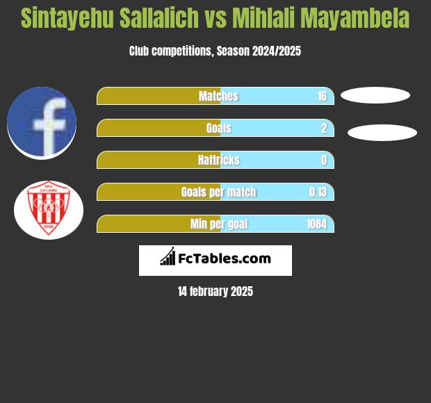 Sintayehu Sallalich vs Mihlali Mayambela h2h player stats