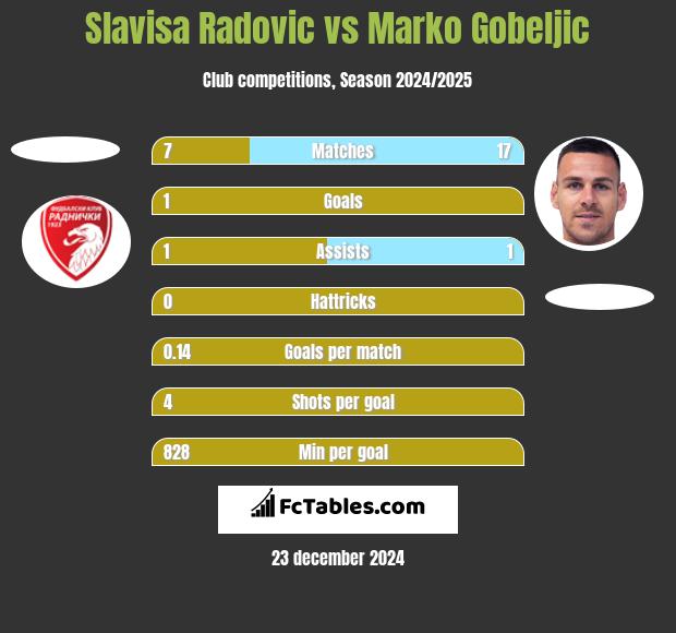 Slavisa Radovic vs Marko Gobeljic h2h player stats