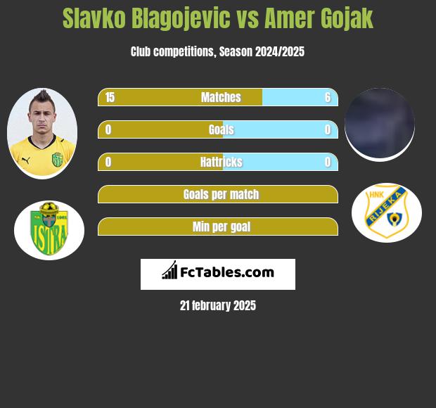 Slavko Blagojevic vs Amer Gojak h2h player stats