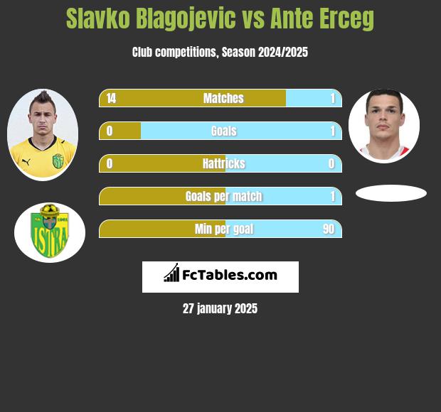 Slavko Blagojevic vs Ante Erceg h2h player stats