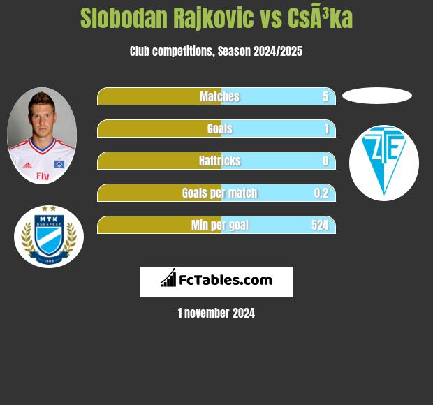 Slobodan Rajkovic vs CsÃ³ka h2h player stats